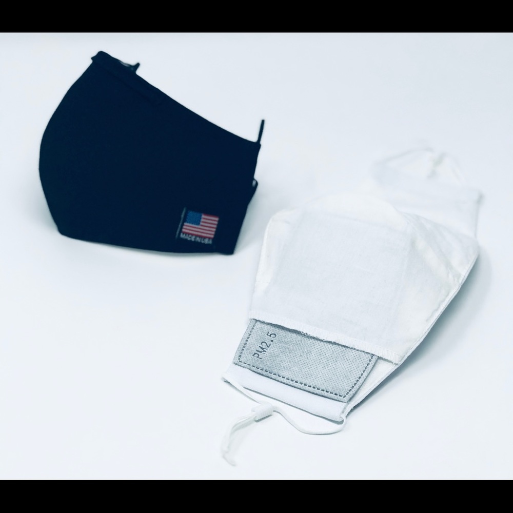 HAND MADE FACE MASK (UNISEX) WHITE ASLO BLACK. - Picture 4 of 7